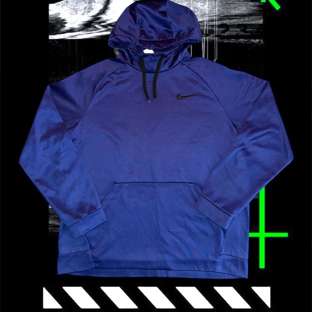 Nike Men's Dri-FIT Hooded Fitness Pullover Sweatshirt (Royal Blue/Black)